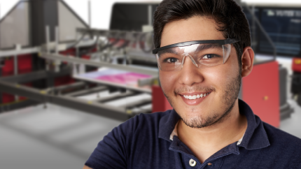 Graphic representing EFI Fiery support services offering technical help and customer assistance for printing workflows