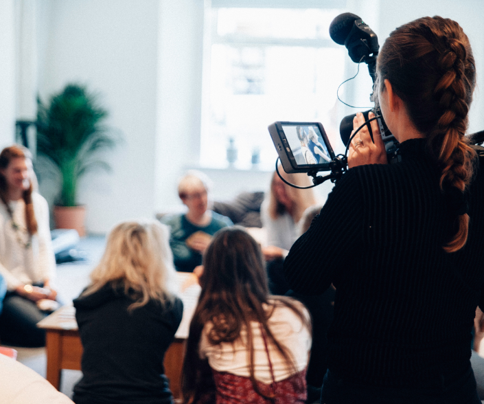 Illustration representing newsroom and related contact information